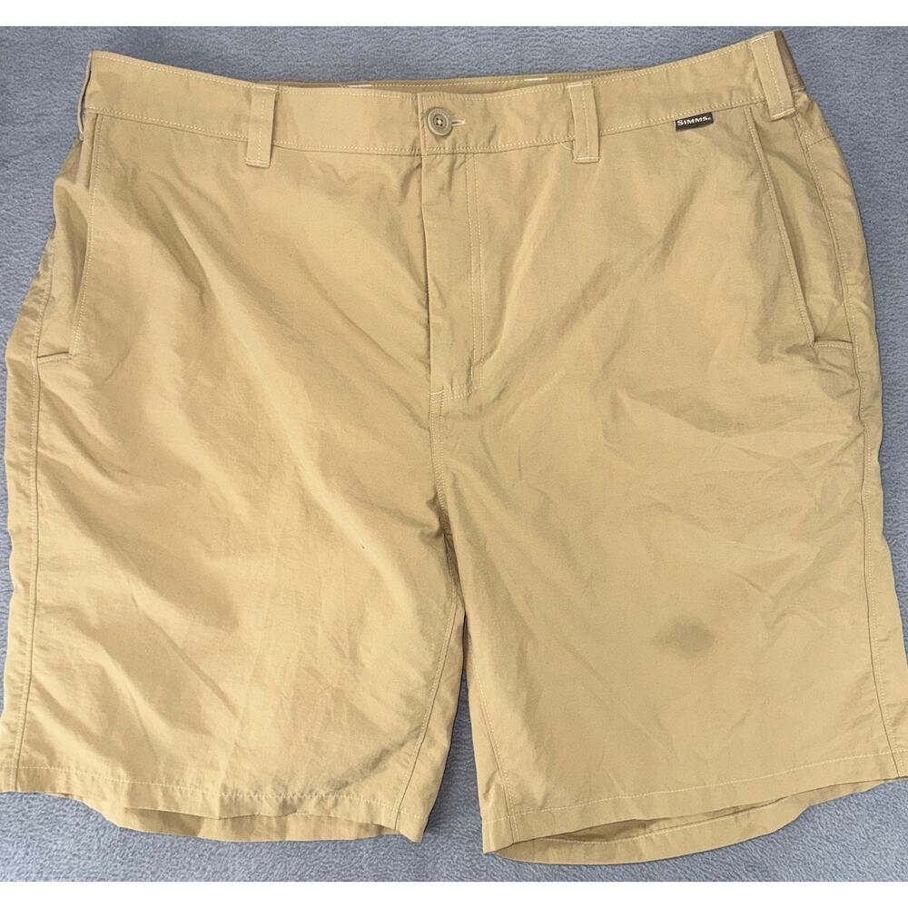 Simms‎ Fishing Shorts Size 40x9 Mens Tan Nylon Brown Hiking Outdoor*